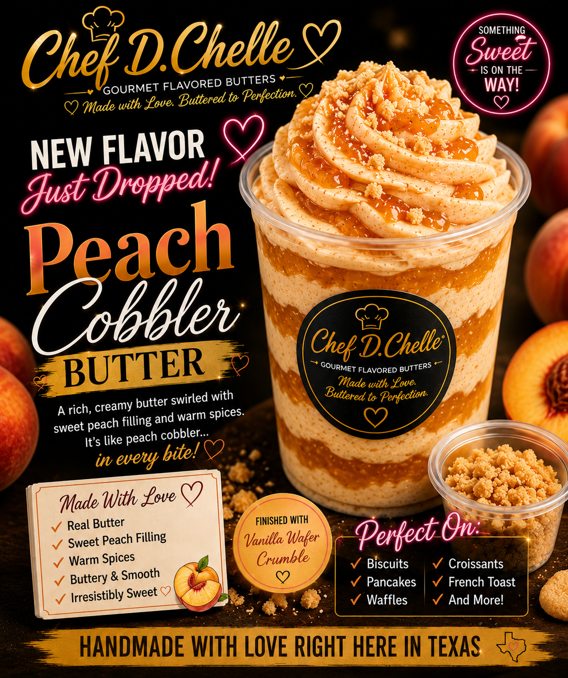 Peach Cobbler Butter | Chef D. Chelle Gourmet Flavored Butter